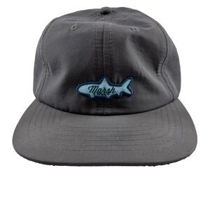 Marsh‎ Wear Fish Patch Hat Adult Light Gray Adjustable Lightweight Fishing Cap